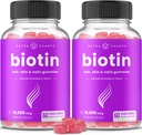 NutraChamps (2 Pack) Gommies de biotine 10 000mcg [haute puissance] pour les cheveux, la peau et les ongles sains pour les adultes et les enfants - 5000mcg dans chaque vitamine Gummy - Vegan, non-OGM, supplément de santé des cheveux à base de pectine