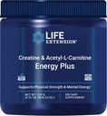 Durée de vie Créatine acétyl-L-Carnitine Energy Plus, supplément de soutien énergétique, créatine monohydratée, acétyl-L-carnitine, sans gluten, non OGM, végétarien, 30 portions