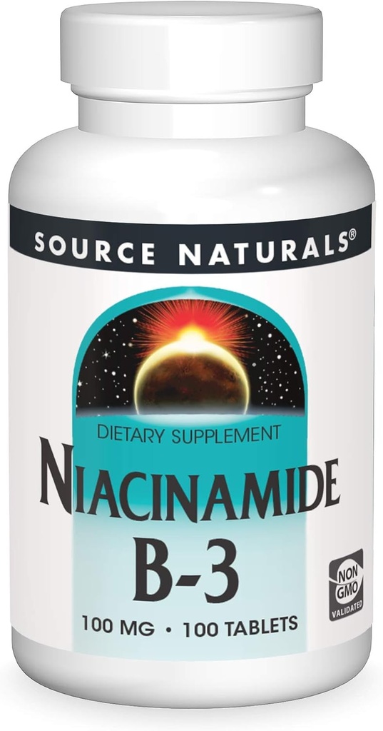 Source Naturals Niacinamide B-3, 100 mg Complément alimentaire - 100 comprimés