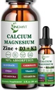 Calcium Magnésium Zinc gouttes liquides, Magnésium liquide Glycinate 500mg Calcium 1000mg avec vitamine D3,K2,B6,B12,Coq10 pour la force osseuse, fonction musculaire,6X plus forte que les capsules de gommes