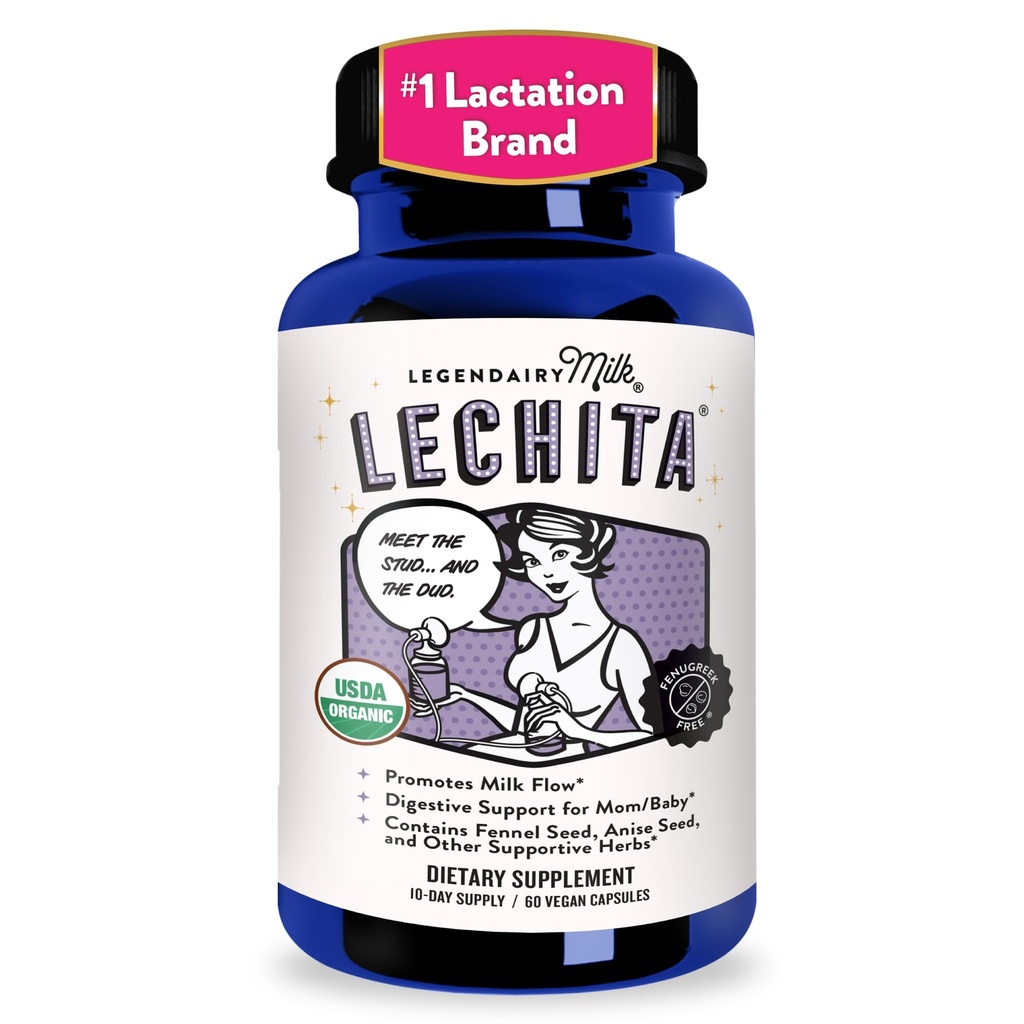 Legendairy Milk Lechita, soutient le flux de lait, supplément d'allaitement sans fénugrek biologique, fenouil et anis biologiques, fabriqués aux États-Unis, 60 capsules végétaliennes