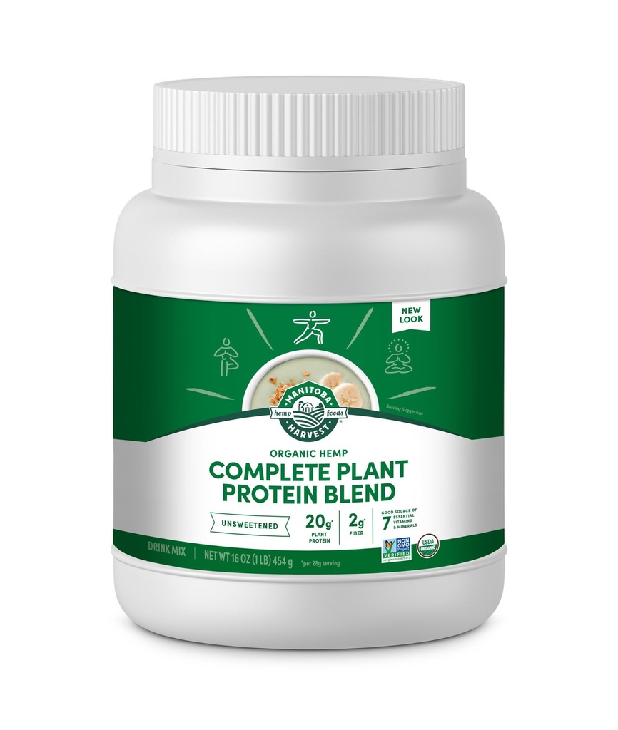 Manitoba Récolte du chanvre Oui poudre de protéines à base végétale biologique avec 20g de plante complète, 2g de fibre et 2g d'oméga 3&6, non OGM, végétalien, non sucré, 16 Oz, emballage May Vary