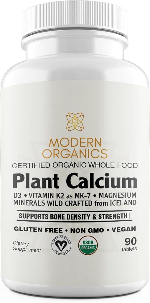 Calcium végétal $ 1000mg Certified Organic Whole Food Calcium from Organic Islandish Red Algae with Vitamine D3, Vitamine K2 and Magnesium $ 72 Trace Minerals $ 90 Vegan Tablets