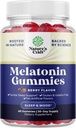 Mélatonine 5mg Naturel - Gommies sans gélatine et sans halal Mélatonine 5mg Supplément de sommeil pour les adultes - Gommies de sommeil des baies pour les adultes