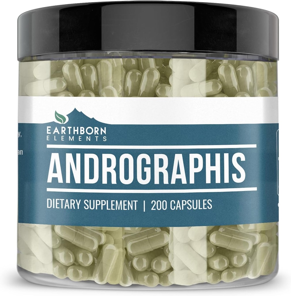 Éléments terriens Andrographis Paniculata 200 Capsules, pures et non diluées, sans additifs