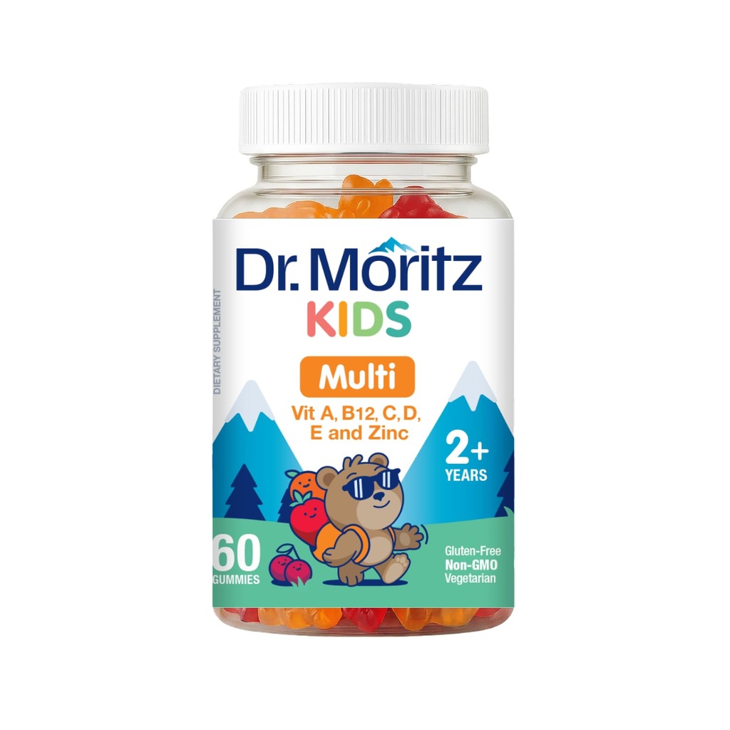 DR. MORITZ Enfants Multivitamine Gommies 14 Vitamines essentielles Supplément quotidien pour les 2 ans et plus Végétarien ACDE B6 B12 Biotine Gommy Multivitamines pour les enfants- (60 Nombre)