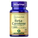Puritan's Pride Beta Carotène Provitamine A 7 500 mcg (25 000 UI), supplément de vitamine pour système immunitaire, antioxydant et soutien de santé oculaire, 100 jours d'approvisionnement, 100 softgels à libération rapide