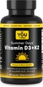 Vitamine D3 + K2 - Absorption maximale, 5000 UI D3 et 100 mcg K2 MK-7 (Ménaquinone-7) avec BioPerine - Soutien osseux, cardiaque et immunitaire - Non-OGM, sans gluten, sans soja - 90 capsules - Supplément quotidien