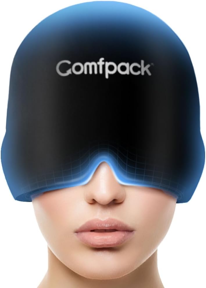 Capuchon de soulagement de la migraine, Compression froide complète Capuchon de soulagement de la migraine pour la tension, Sinus, Soulagement du stress, Hangover Ice Hat, Yeux Puffy, Cadeaux pour les personnes souffrant de migraine