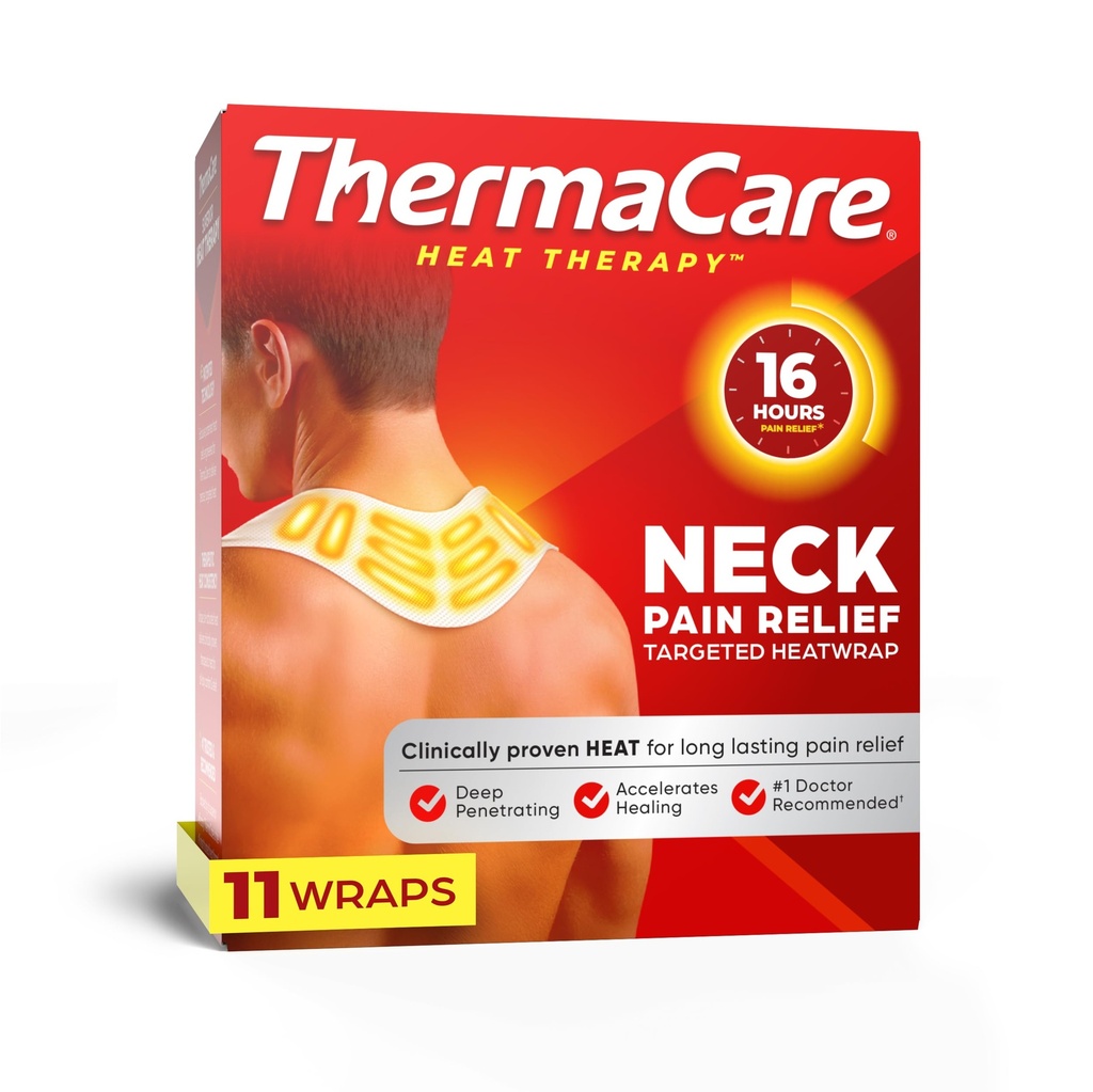ThermaCare Heat Wraps pour soulager la douleur au cou et à l'épaule - Plaquettes de chauffage adhésives portatives avec chaleur thérapeutique de 16 heures - Patches apaisantes musculaires et articulaires sans médicament - Large - 11-Conte