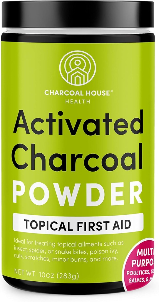 Poudre de charbon de bois franc de la maison - Premiers soins topiques pour faire des poulettes de charbon, des soaks de pied de charbon, des bains de charbon et plus! - 10oz
