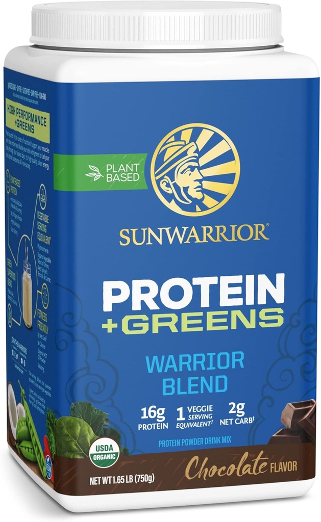 Protéines organiques Greens Superfood Poudre de protéines biologiques végétalienne Poudre de protéines biologiques Chocolat aromatisé avec BCAA Amino Acides & Superfood Blend.