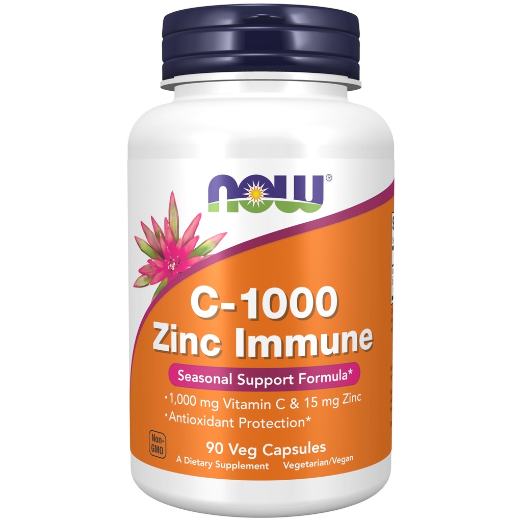 MAINTENANT Compléments alimentaires, C-1000 & Zinc Immune, Formule de soutien saisonnier*, Protection antioxydante*, 90 gélules