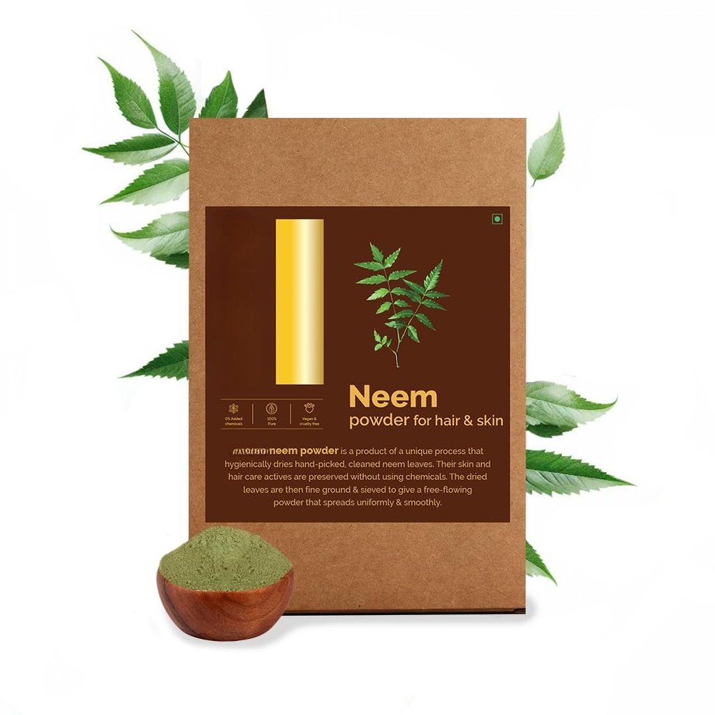 Poudre de feuille de Neem, 100% pure et naturelle, séchée Hygiéniquement, emballage pour scalp sain et cheveux forts - 100 grammes