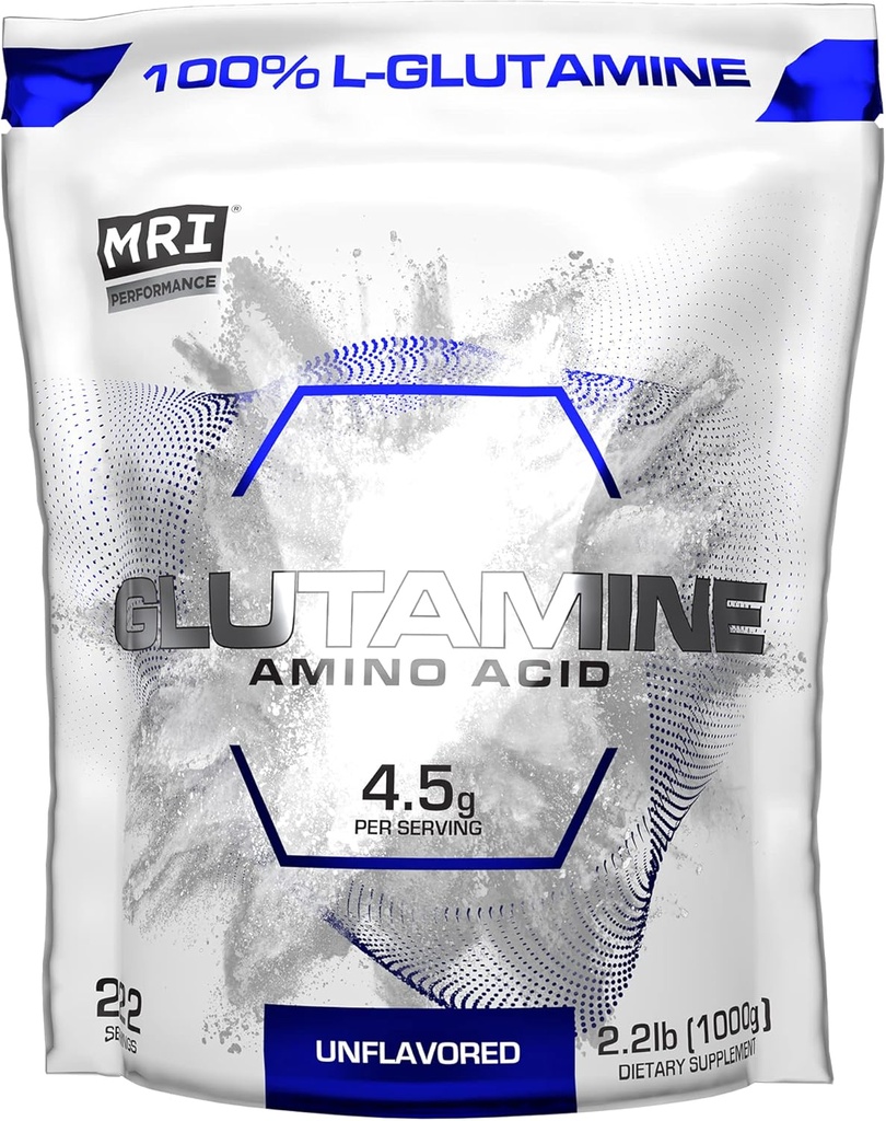 Performance IRM Poudre de L-Glutamine, acide amino libre pur pour la récupération, Gut & Muscle support, sans aromatisation, mélange facile, (222 portions)