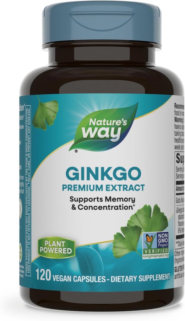 Nature's Way Premium Extract Ginkgo, Memory and Concentration*, 120 Capsules