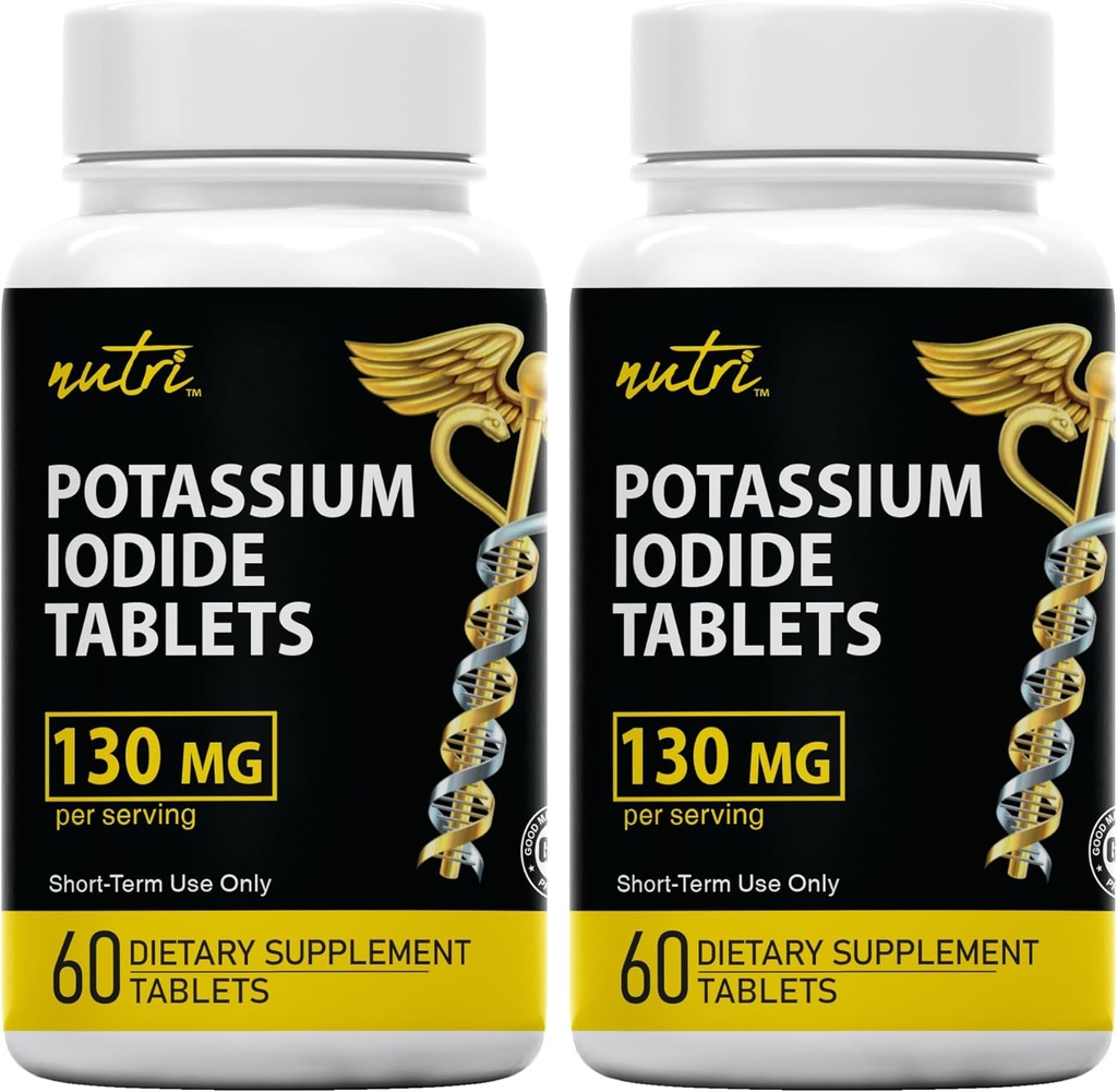 Fusions naturelles comprimés d'iodure de potassium (paquet de 2) 130mg - 120 comprimés EXP 10/2032 - YODO Naciente - Pilules KI - Yoduro de Potasio