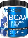 Fitcode Ultra Premium BCAAs avec 5G de BCAAs purs avec un rapport de 2:1:1 d'acides aminés pour aider à la récupération après l'entraînement, la croissance musculaire maigre, l'endurance, 30 portions (Raz bleu)