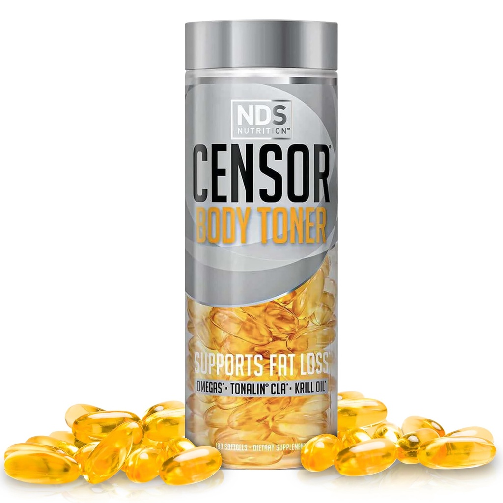 Censeur NDS Nutrition Fat Loss and Body Toner avec CLA, Huile de poisson, Safflower et Omega 3-6-9 Blend - Supplément alimentaire pour améliorer l'énergie, le métabolisme et la santé - 180 Softgels