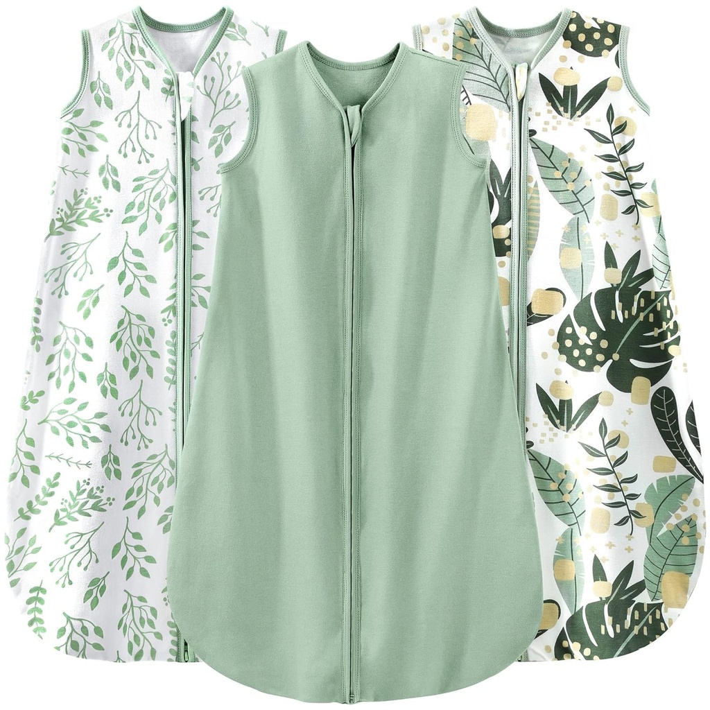 Yoofoss Baby Sleep Sack 0-6 mois Portable Couverture pour bébés 100% coton biologique Zipper 2 voies TOG 0.5 Toddler Dormir Sack 3 Pack, Sacs de sommeil