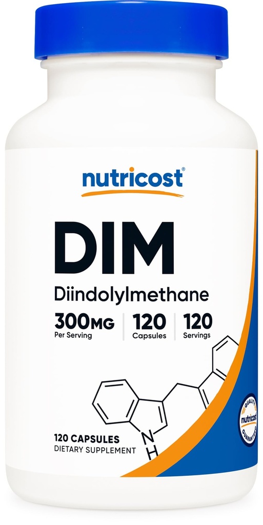 Nutricost DIM (Diindolylméthane) Plus BioPerine 300mg, 120 Capsules végétariennes - Jusqu'à 4 mois d'approvisionnement, supplément DIM Max Strength