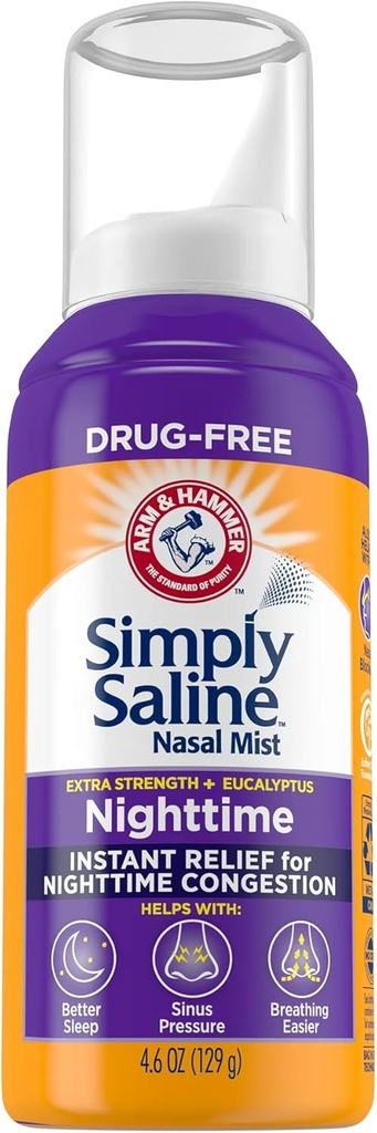 Simply Saline Plus Nighttime Formula Nasal Mist, Eucalyptus, Extra Strength, 4,6 fl oz - 2pc
