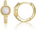 14K Gold Plated 925 Sterling Silver Created White Opal Huggie Hoop Earrings