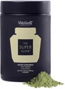 WelleCo The Super Elixir Daily Greens Powder, Probiotic Drink Mix with Whole Foods, Gluten Free, Vegan Gut Health Powder, Energy, Immunity, Healthy Skin, Hair & Nails (300g, Unflavored) Jar