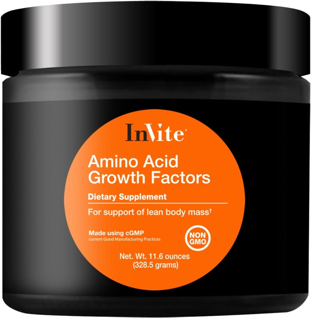 Invite Health Amino Acid Growth Factors - Supports Muscle, Immune, Digestive and Circulatory Health - Contains L-Glutamine, L-Arginine, L-Ornithine, L-Lysine, and Glycine - 30 Servings
