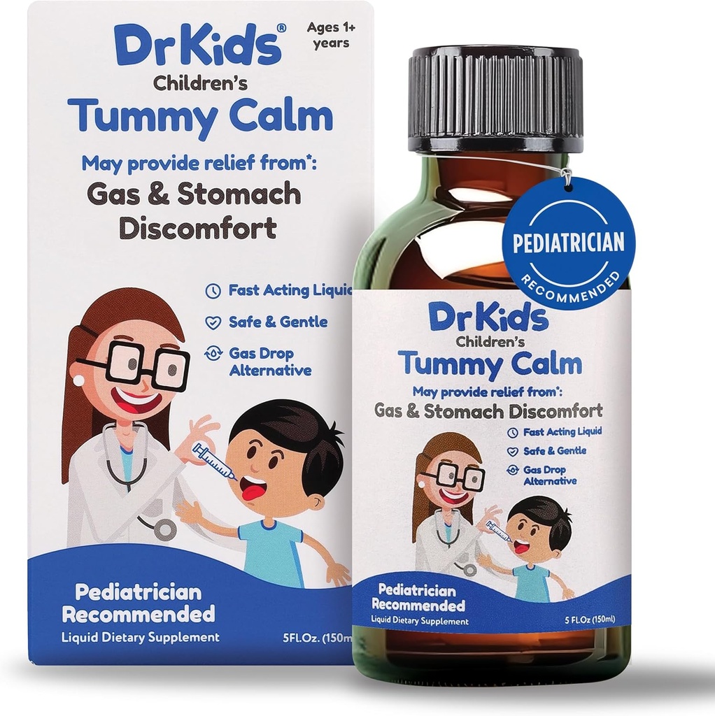 Tummy Calm Dr. Kids Children’s Gas Relief & Upset Stomach Support, Alternative Gas Drops for Newborns & Kids, Safe & Gentle Oral Solution, Natural Constipation Relief, 5 Fl Oz (Pack of 1)