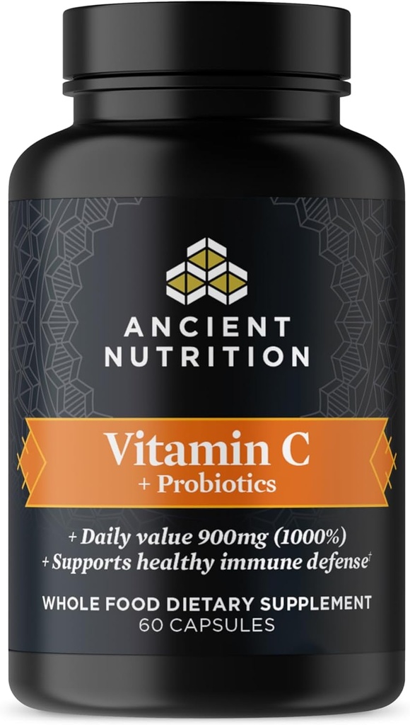Probiotiques de la nutrition ancienne et supplément de vitamine C, soutient le système immunitaire sain et la santé de Gut, fait sans OGM, supplément de superaliments, Paléo et Keto amical, 30 portions
