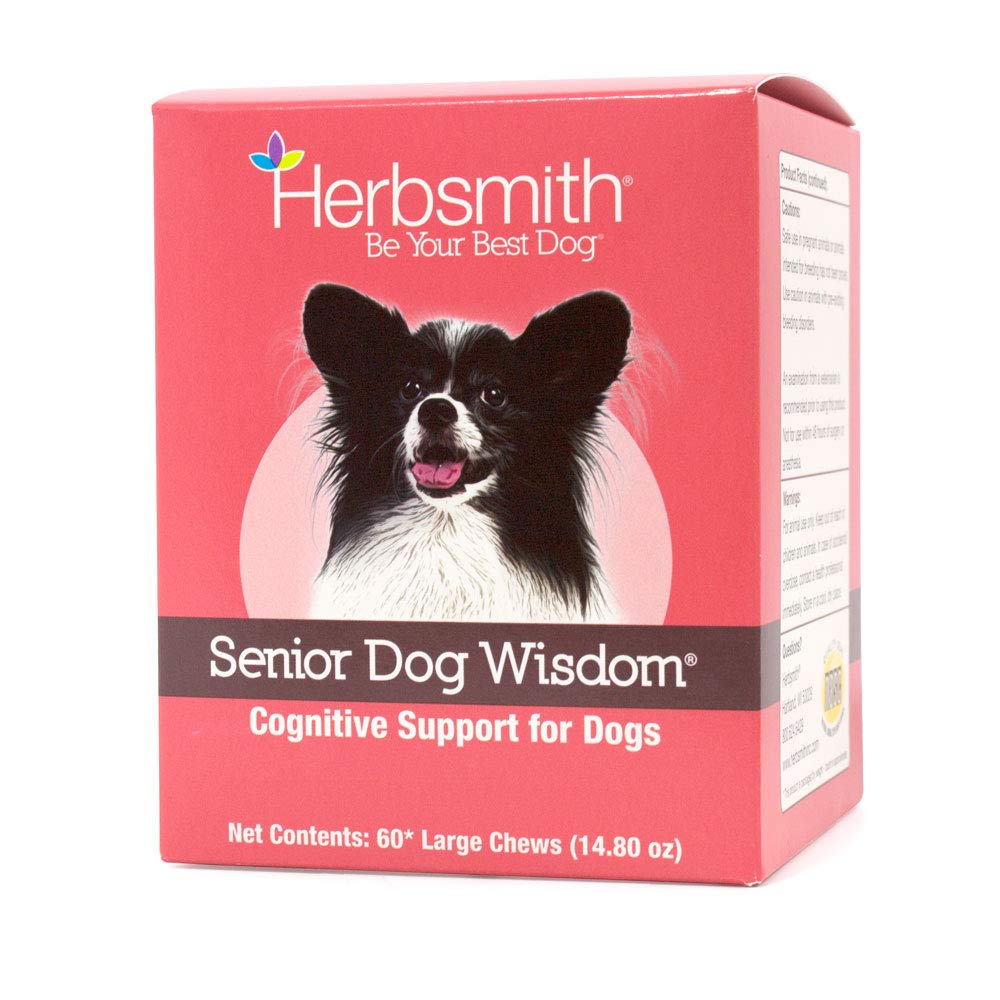 Herbsmith Senior Dog Sagesse – Supplément sur la démence des chiens – DHA pour la santé des chiens seniors - Supplément senior pour les chiens- 60ct Grandes Chews