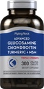 Piping Rock Glucosamine Chondroitine MSM Turmeric.com 300 Caplets.com Supplément pour les femmes et les hommes.Complexe avancé triple résistance.com sans OGM et sans gluten.