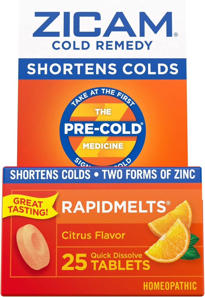 Zicam Cold Remedy Zinc Rapidmelts, Citrus Flavor, 25 comte (paquet de 2)