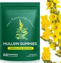Gommies Mullein pour Détox pulmonaire, 2000mg Extrait de feuille Mullein pour support respiratoire et digestif et immunitaire, supplément biologique à base d'herbe Mullein pour le soulagement du mucus pour les gommes respiratoires, immunitaires, véganes 60