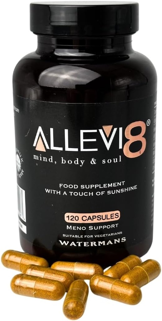 Watermans Allevi8 Curcumine curcuma, gingembre, encens, vitamine D et extrait de poivre noir pour la meilleure absorption - quotidien articulaire et santé mentale, soutien de santé immunitaire