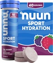 Tablettes électrolytes Nuun Sport avec Magnésium, Calcium, Potassium, Chlorure et Sodium, Sans gluten et Vegan, Tri-Berry, 4 Pack (40 portions Total)