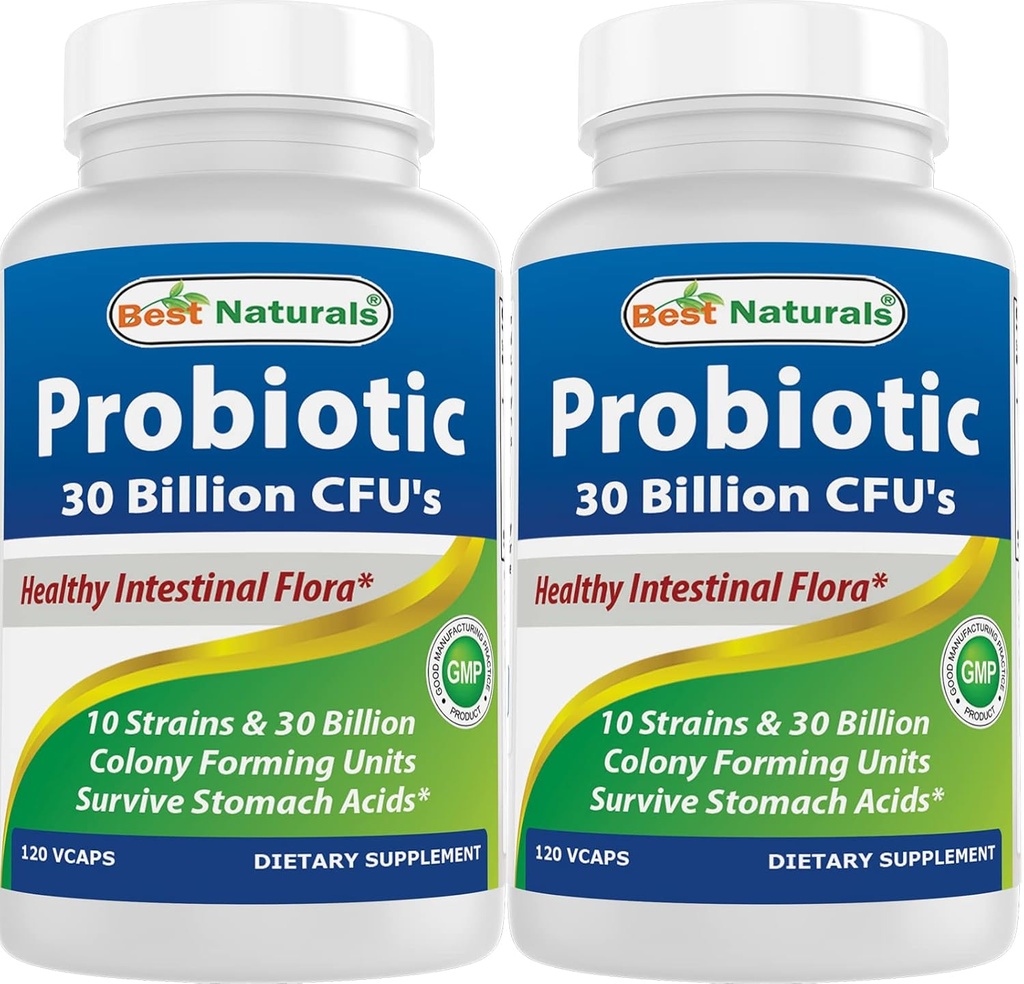 Meilleures naturelles Probiotique 10 souches 30 milliards de plateau Stable 120 Veggie Caps (120 comte (paquet de 2))