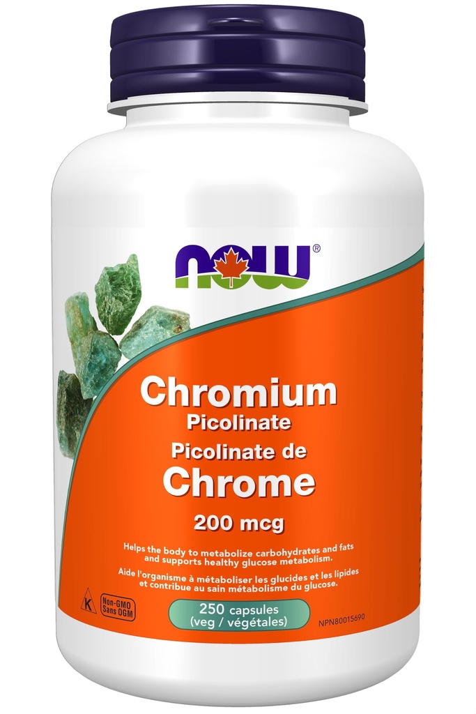 NOW Foods Supplements, Chromium Picolinate 200 mcg, Insulin Co-Factor*, 250 Veg Capsules