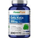 NusaPure Gotu Kola Capsules 20:1 Extrait, 200 mg équivalent à 4000mg Par Veggie Caps, 200 Compte, Non-OGM, Vegan, Bioperine - Extrait d'herbe traditionnel