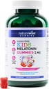 NatureWise Kids Melatonine 1 mg Gommies sans sucre pour les enfants de 4 ans et plus - Aide au sommeil sans habit - Aromatisé aux fraises - Vegan, Pas de gluten, Non-OGM - 180 Compte[6-Mois]