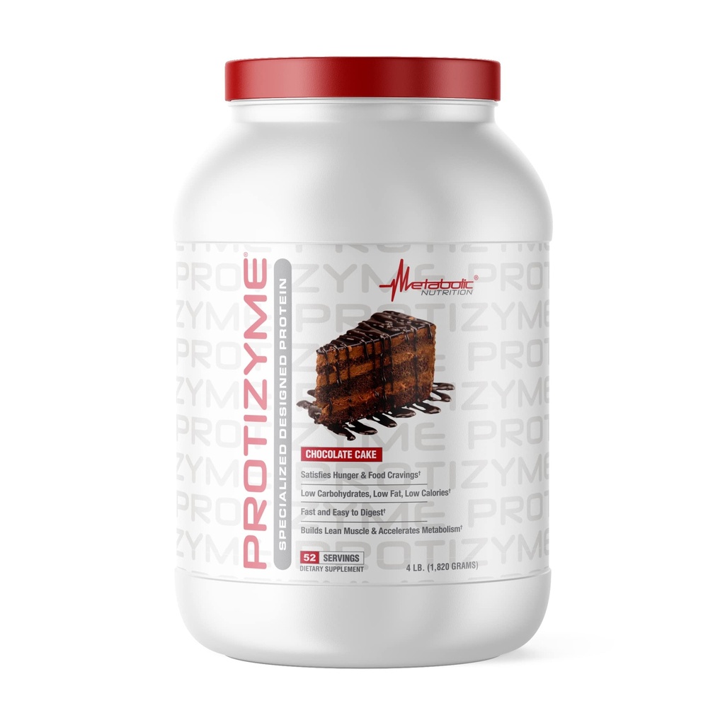 Nutrition métabolique, Protizyme, 100% poudre de protéines de lactosérum, haute protéine, faible teneur en glucides, faible teneur en gras, enzymes digestives, 24 vitamines et minéraux essentiels, 4 livres, 52 portions