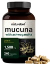 Mucuna Pruriens Capsules, Triple Strength 1500mg Par Servant, 2 en 1 Formule, Fabriqué avec Mucuna et Ashwagandha, 240 Capsules, Extrait de Semence Potente, Mood Positif, Relaxation & Restauration Support