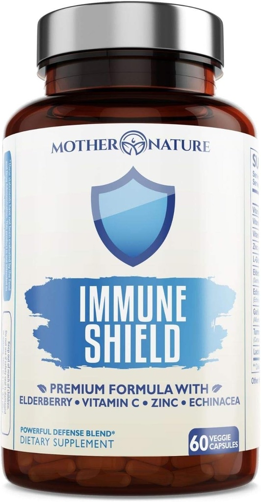 Supplément avancé de soutien immunitaire 7-en-1 pour les allergies - Elderberry, vitamine C, zinc et plus - stimule l'immunité chez les adultes et les enfants (60 capsules végétaliennes)