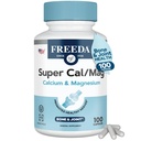 Freeda Super Cal/Mag – Supplément santé osseux végane kasher – Soutient la force osseuse, la fonction nerveuse et la relaxation musculaire – Capsules de magnésium du calcium végétarien – Test de tiers – (100 Capsules)