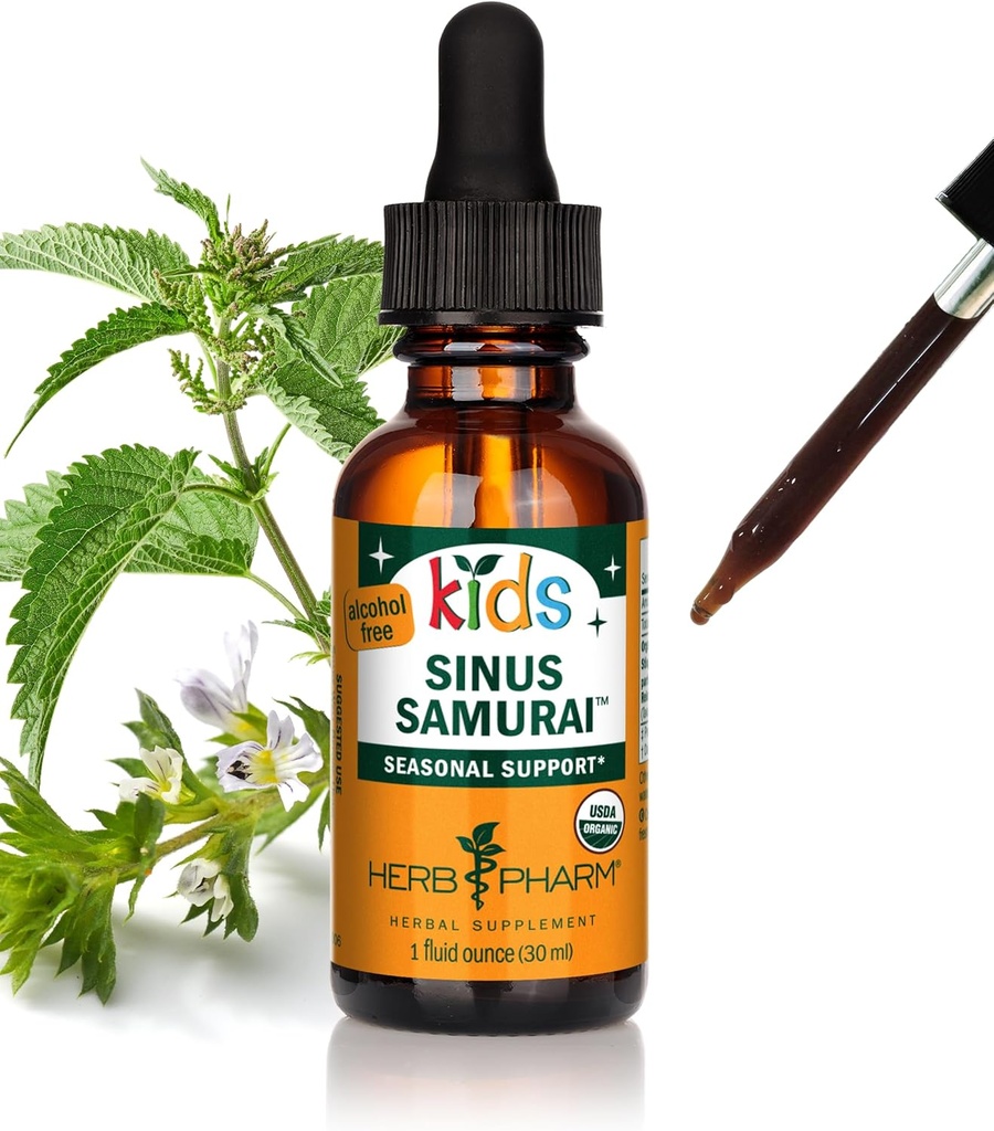 Herb Pharm Kids Certified- Alcohol-Free Sinus Samurai Liquid Herbal Formula, Organic, 1 Fl Oz