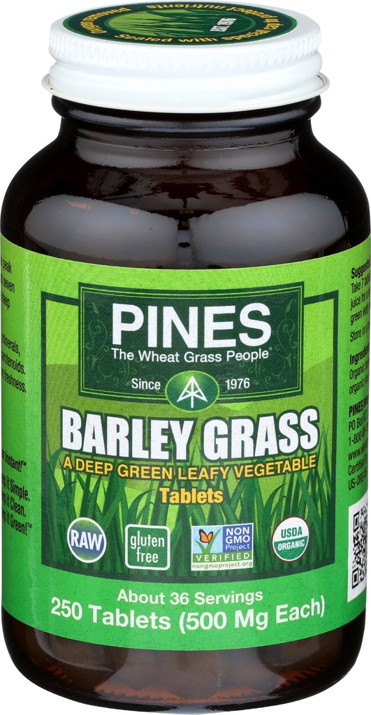PINES Herbe d'orge biologique, 500 mg, 250 comprimés de dénombrement