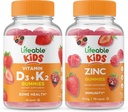 Vitamine vivante D3 + Vitamine K2 Enfants + Zinc Enfants, Gommies Bundle - Grande dégustation, supplément de vitamine, sans gluten, sans OGM, gommy à croquer