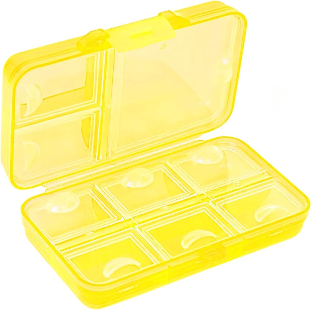 Organisateur de pilules, étui à pilules portable, 9 compartiments Etui de voyage pour les vitamines, la médecine, l'huile de poisson, suppléments, distributeur de pilules (jaune)
