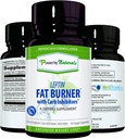 Power By Naturals: Leptin Fat Burner avec carbure bloqueur - 60 capsules sans gluten, Leptin Weight Loss Diet Pills, Fat Burner efficace, Suppresseur de l'appétit